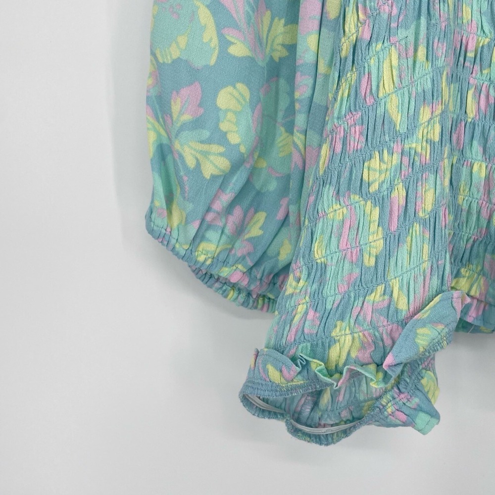 BP Womens Off Shoulder Coquette Fairycore Flutter Sleeve Pastel Floral Blouse 3X - Picture 5 of 8